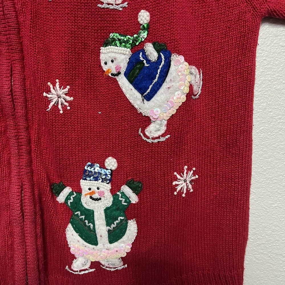 VTG Heirloom Collectibles Women's M Full‎ Zip Snowman Ugly Holiday Sweater - Picture 7 of 9
